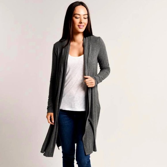 Beyond Yoga High Slit Long Duster Cozy Cardigan in Gray - Size Small - Picture 1 of 8